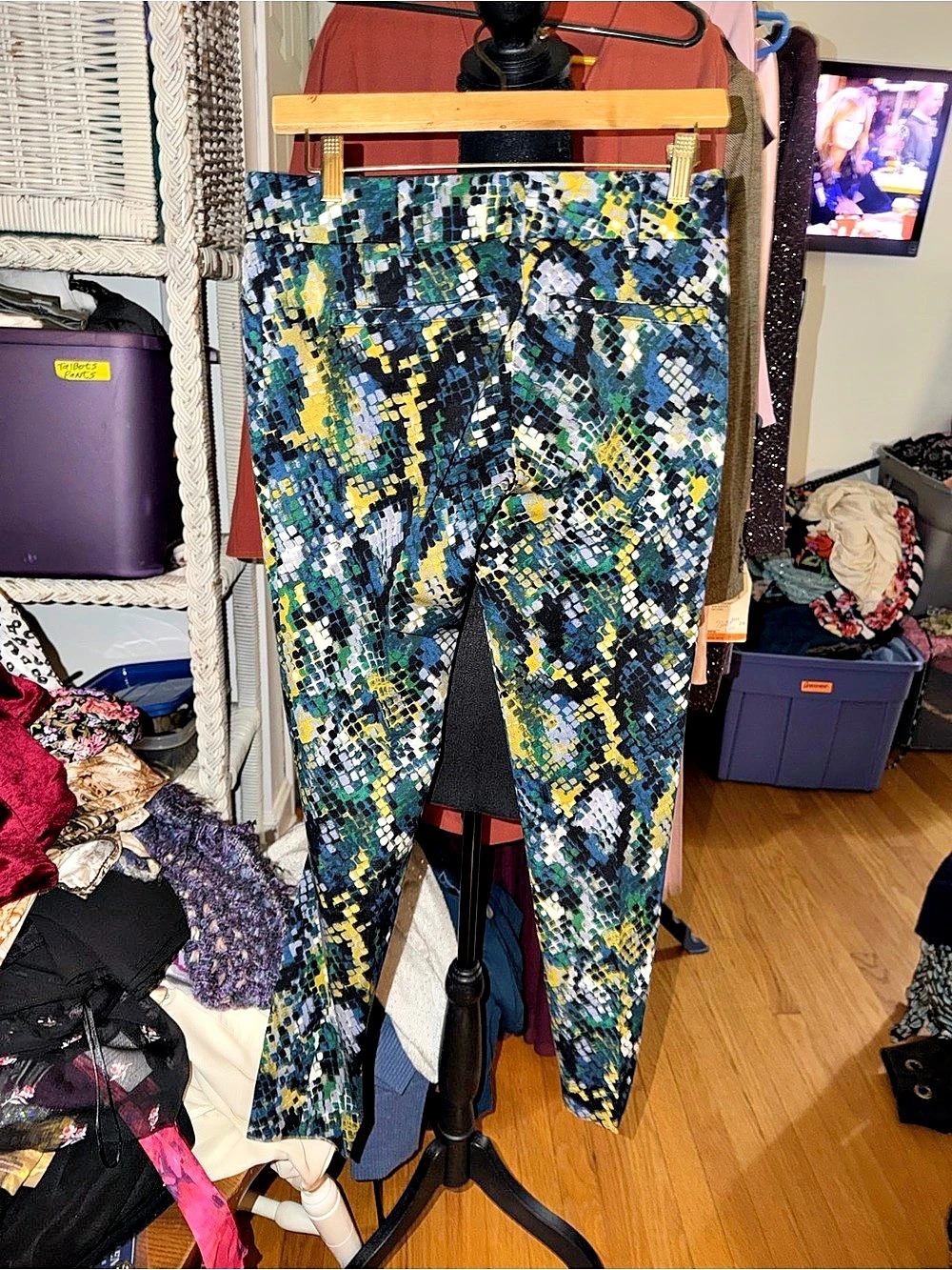 NY&C Geometric Leggings in Blue & Green Size 0 NWT